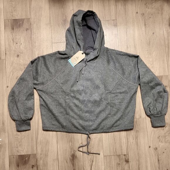 PrAna Zillier Wool Blend Hooded Sweatshirt Top Gray Size L NWT - Picture 1 of 7